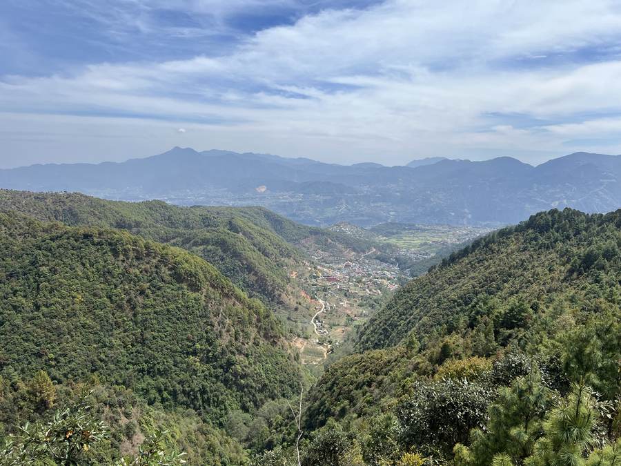 Forested ridges above the Pharping valley